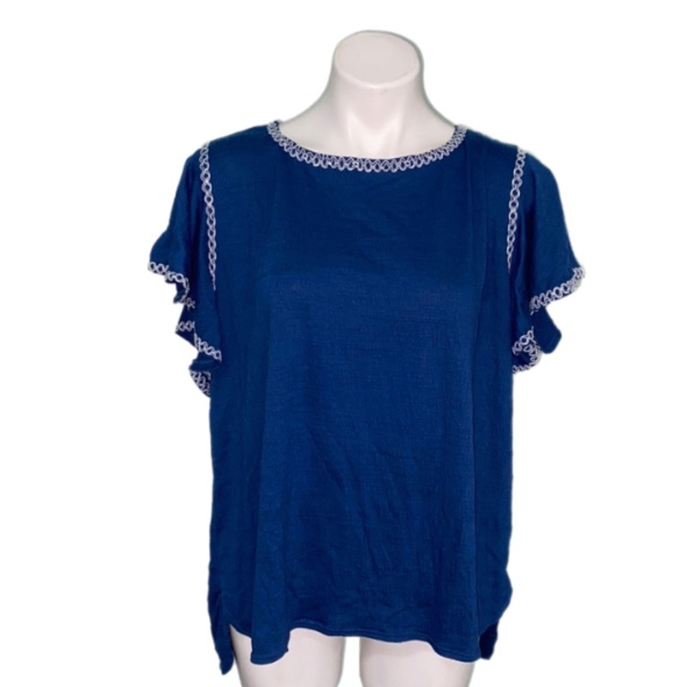 Max Studio Blue Shirt w/ Ruffles sz 1x